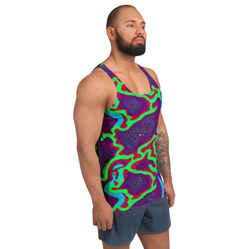 Neon Rose Riot on a Men's Tank Top