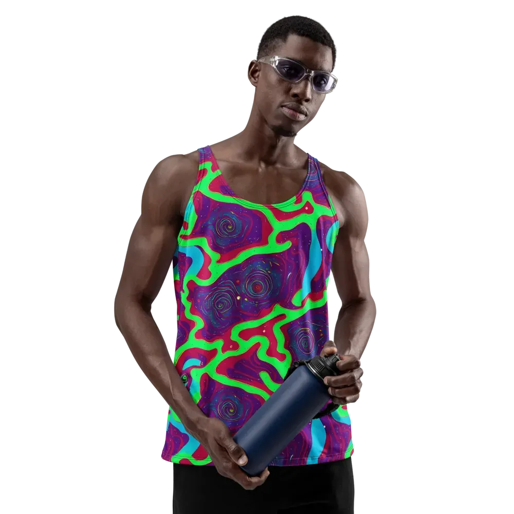 Neon Rose Riot on Men's Tank Top — Front