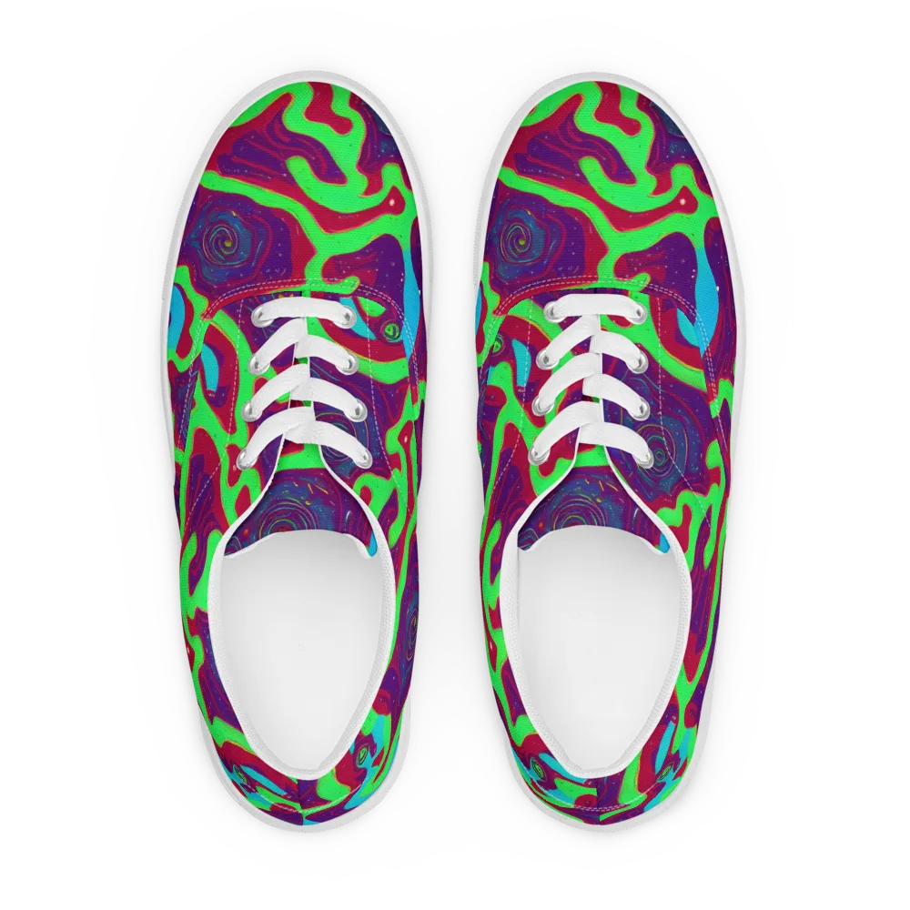 Neon Rose Riot on Men's Lace-Up Canvas Shoes — Front