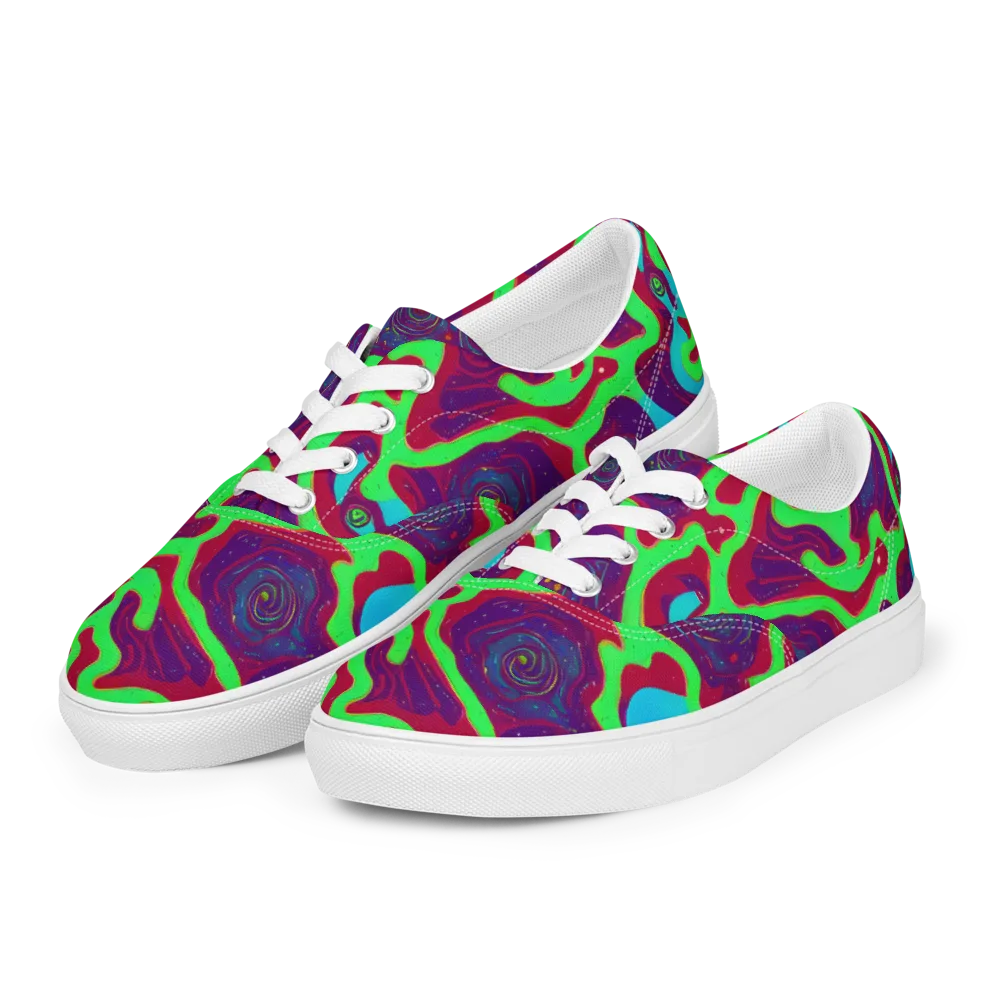 Neon Rose Riot on Men's Lace-Up Canvas Shoes — Left Front