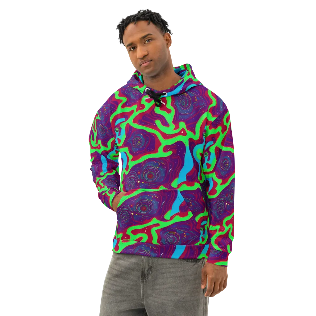Neon Rose Riot on Cotton Hoodie — Left Front