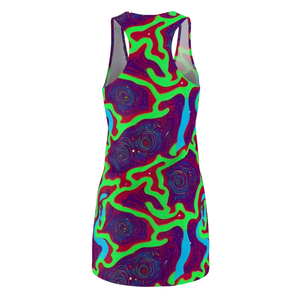Neon Rose Riot on Racerback Dress — Back