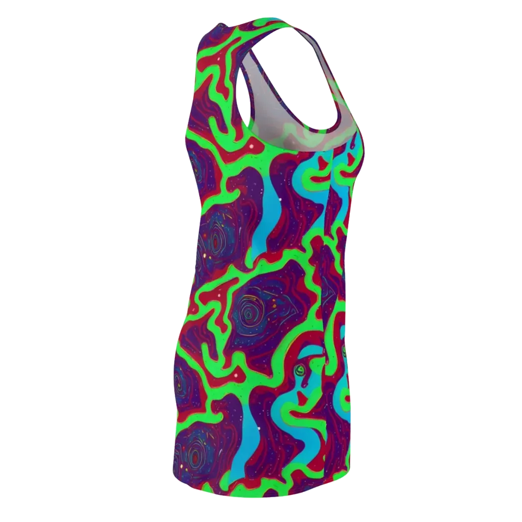 Neon Rose Riot on Racerback Dress — Back Side