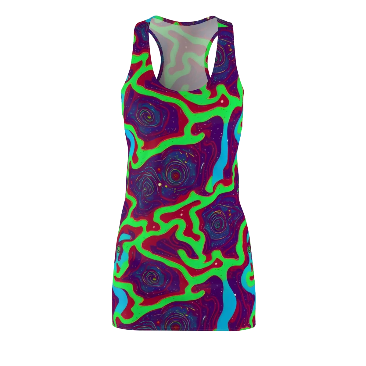 Neon Rose Riot on Racerback Dress — Front