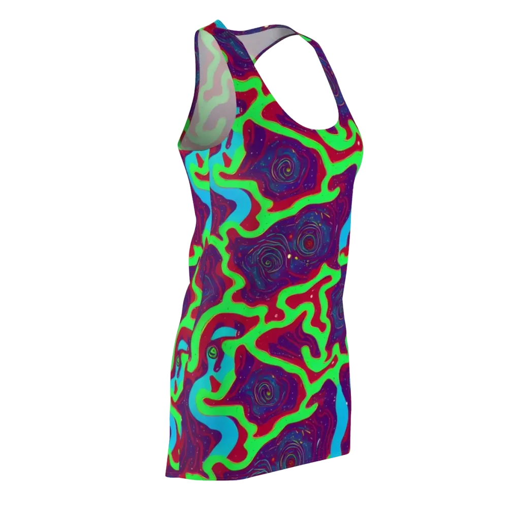 Neon Rose Riot on Racerback Dress — Front Side