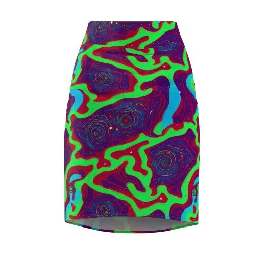 Neon Rose Riot on a Pencil Skirt