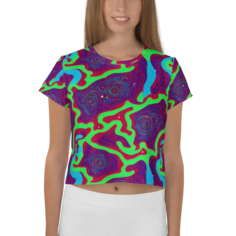 Neon Rose Riot on Crop Tee — Front