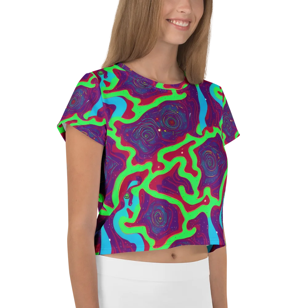 Neon Rose Riot on Crop Tee — Right