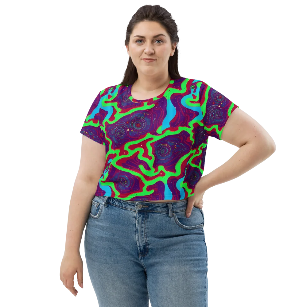 Neon Rose Riot on Crop Tee — Front