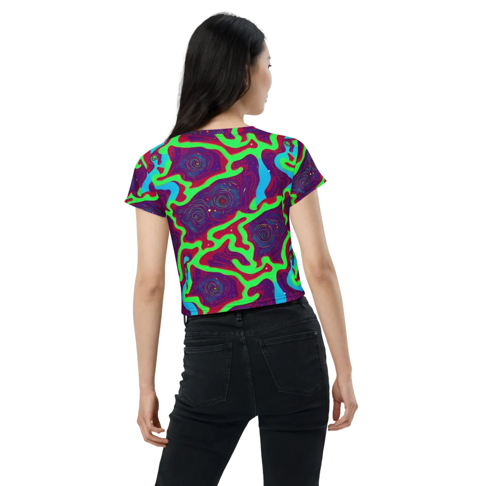 Neon Rose Riot on Crop Tee — Back