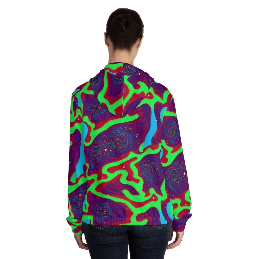 Neon Rose Riot on Women's Full-Zip Hoodie — Back On Person