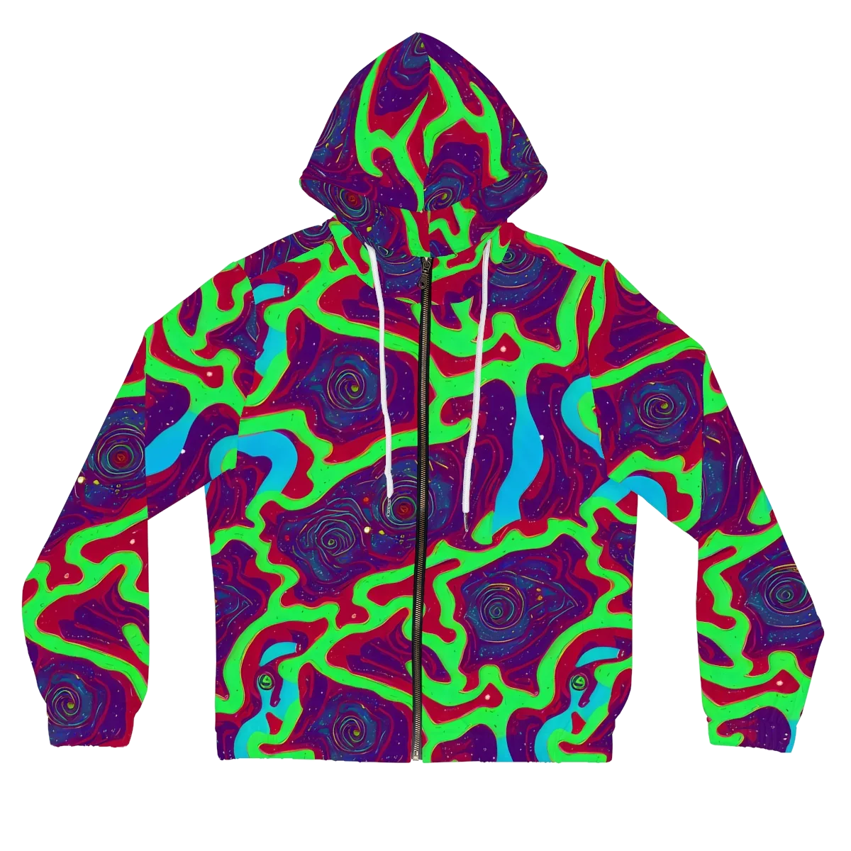 Neon Rose Riot on Women's Full-Zip Hoodie — Front