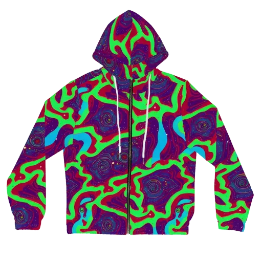 Neon Rose Riot on a Women's Full-Zip Hoodie
