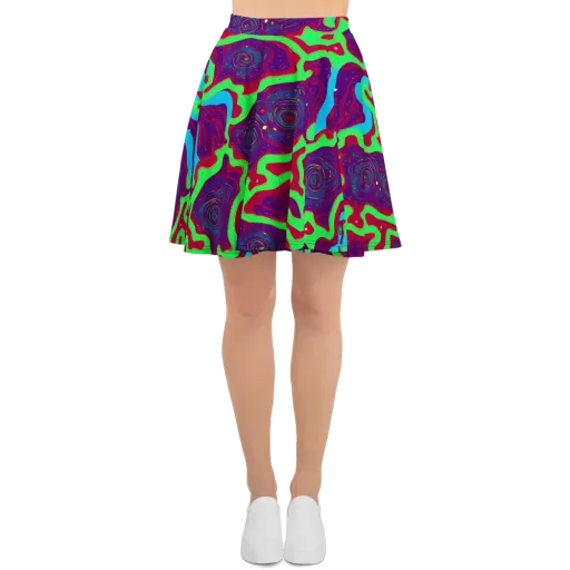 Neon Rose Riot on a Skater Skirt