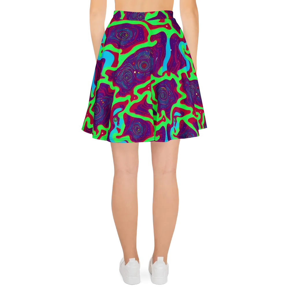 Neon Rose Riot on Skater Skirt — Back
