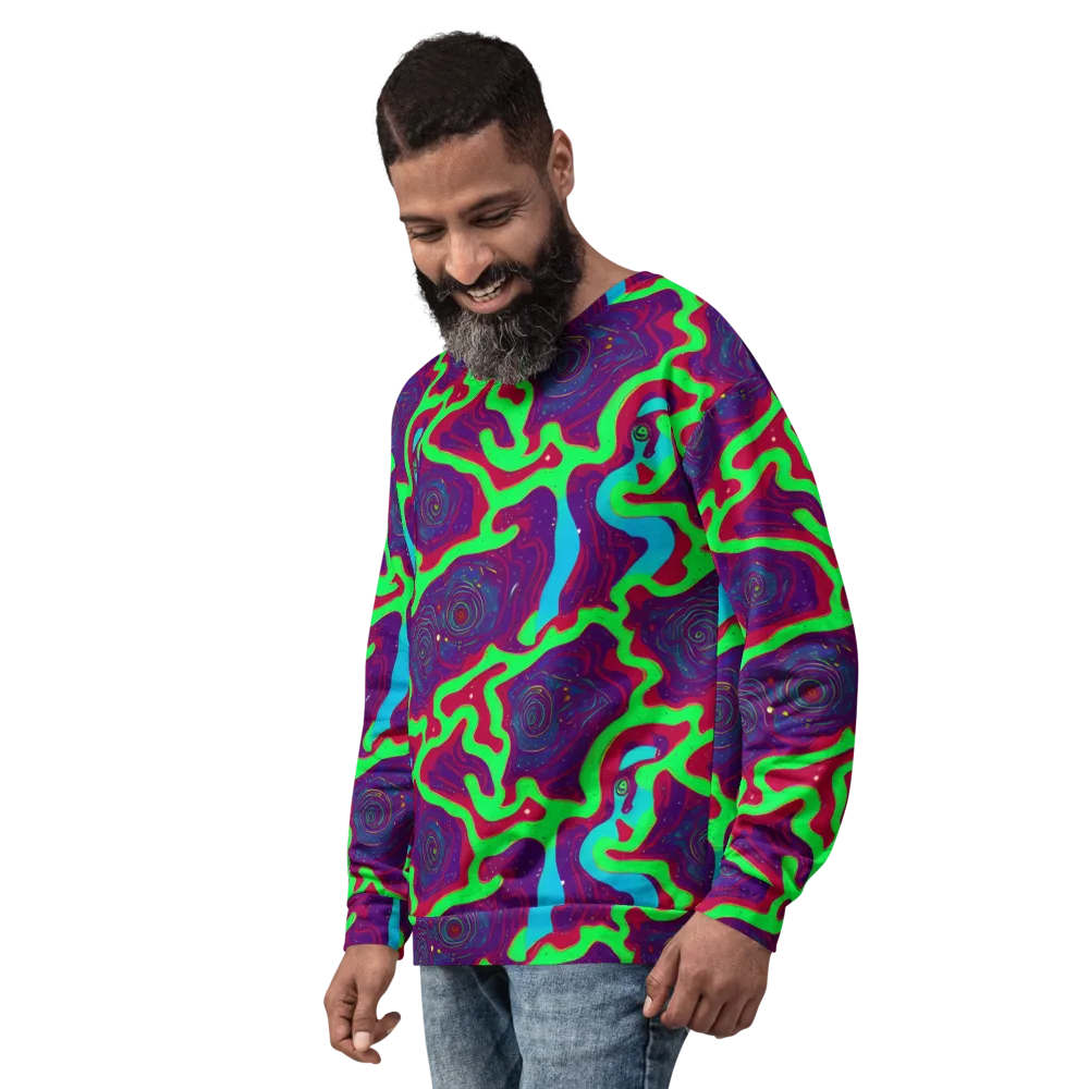 Neon Rose Riot on Sweatshirt — Left Front