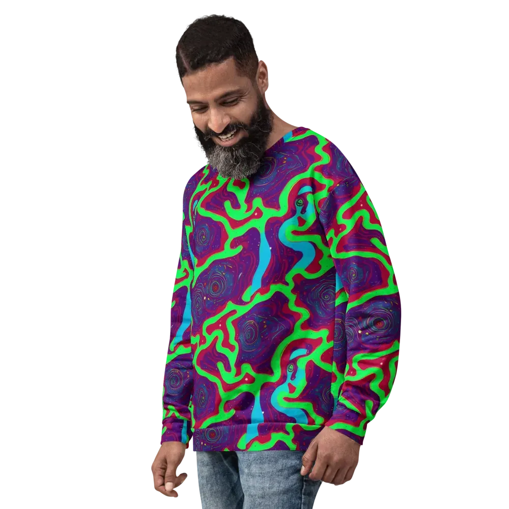 Neon Rose Riot on Sweatshirt — Left Front