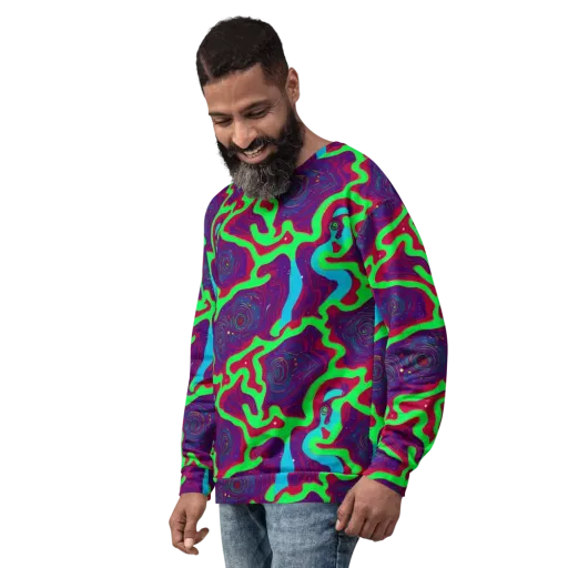 Neon Rose Riot on a Sweatshirt