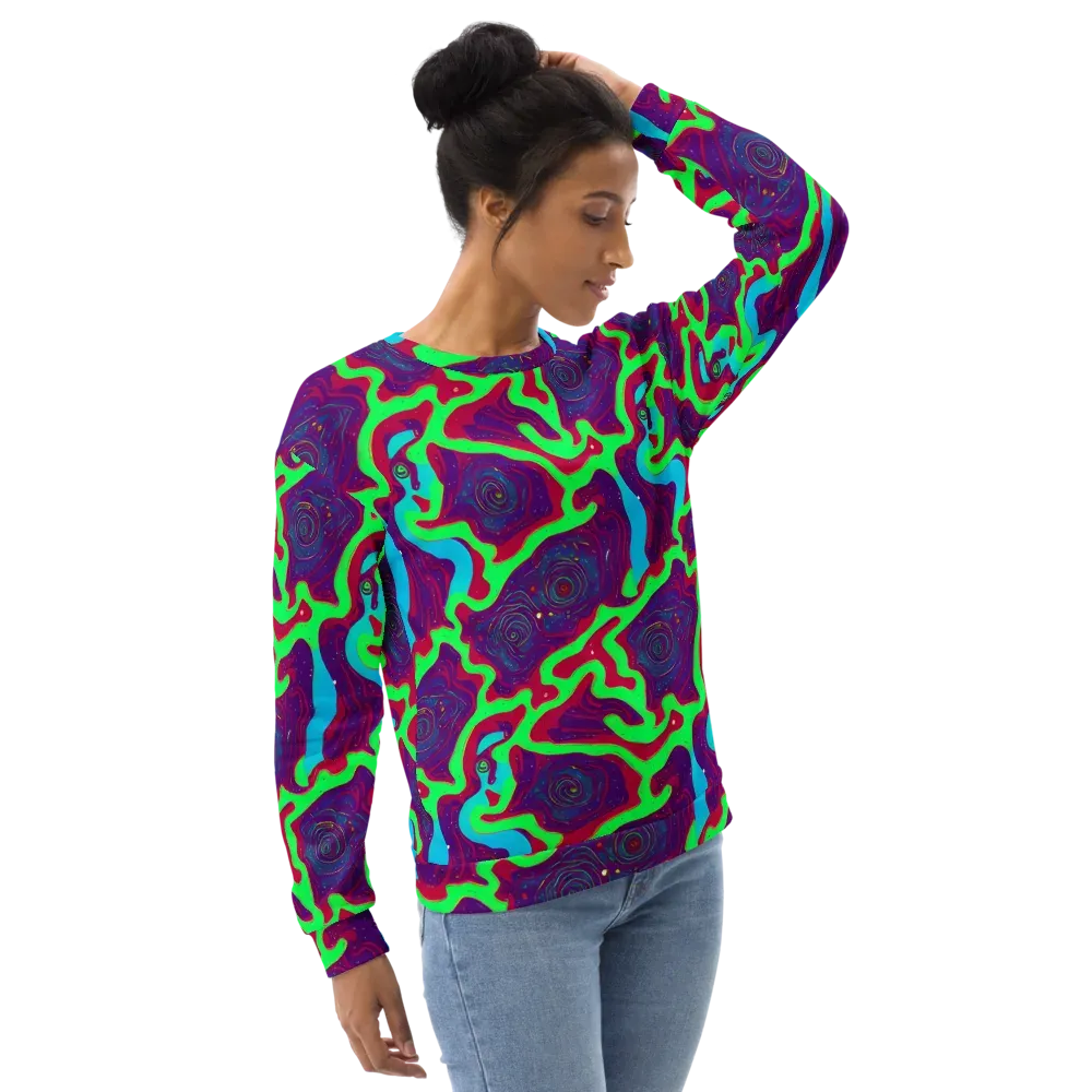Neon Rose Riot on Sweatshirt — Right Front