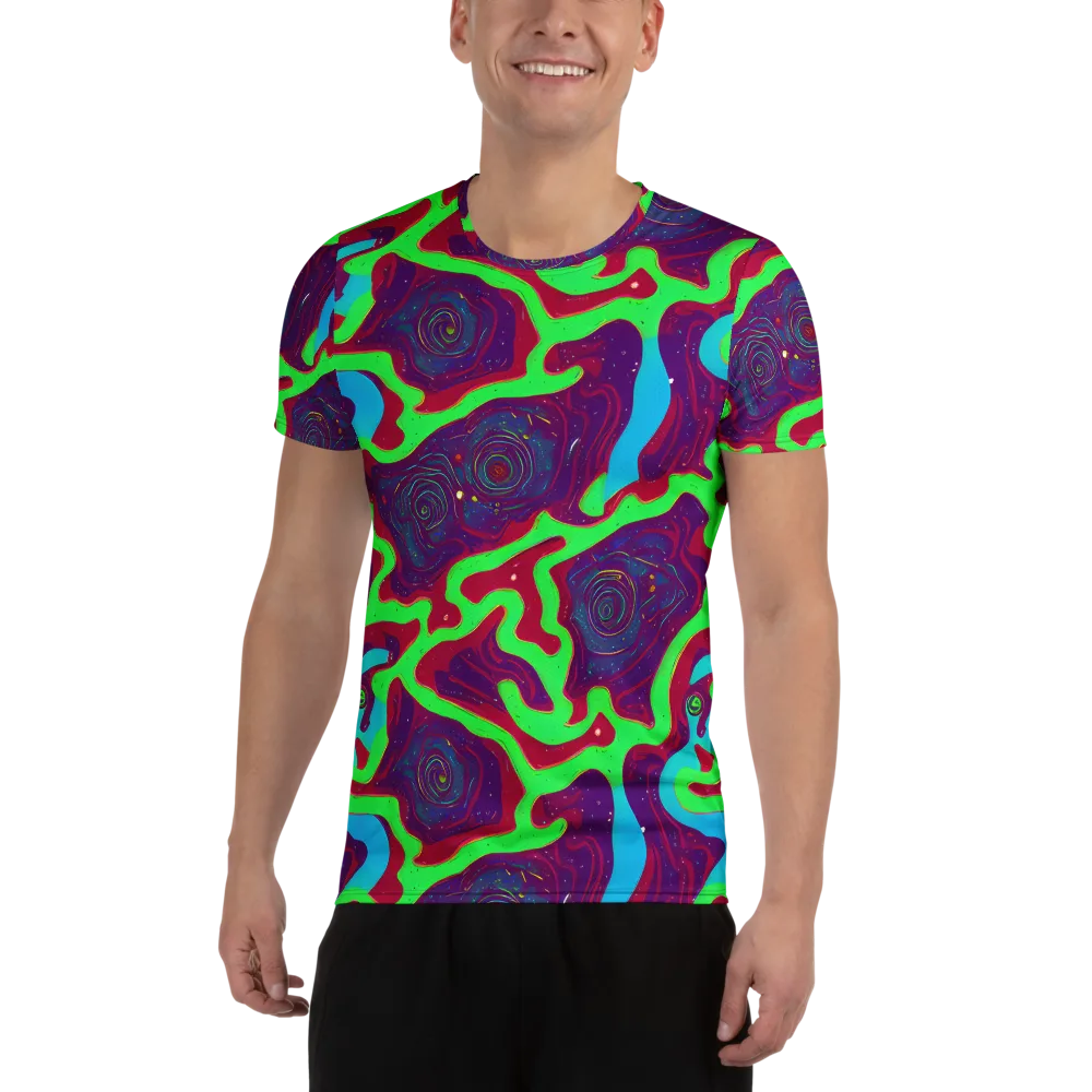 Neon Rose Riot on Men's Athletic T-Shirt — Front
