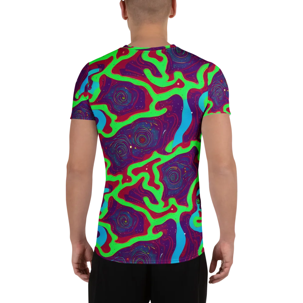 Neon Rose Riot on Men's Athletic T-Shirt — Back
