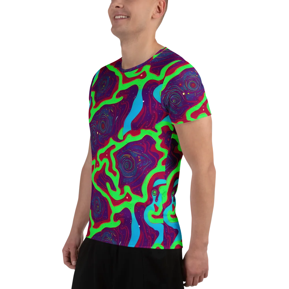 Neon Rose Riot on Men's Athletic T-Shirt — Left