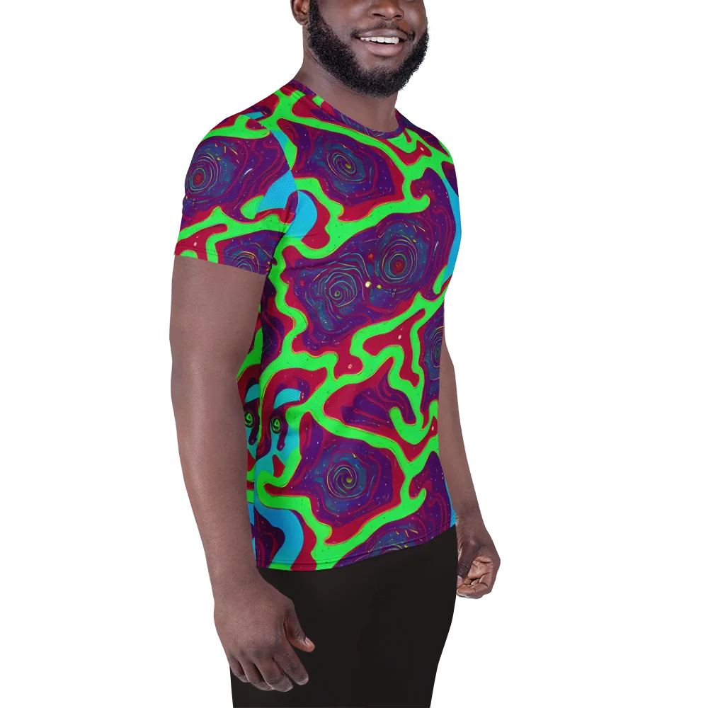 Neon Rose Riot on Men's Athletic T-Shirt — Right