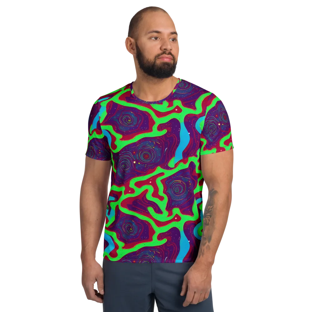 Neon Rose Riot on Men's Athletic T-Shirt — Front