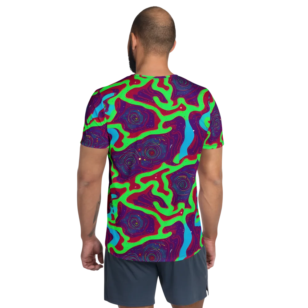 Neon Rose Riot on Men's Athletic T-Shirt — Back