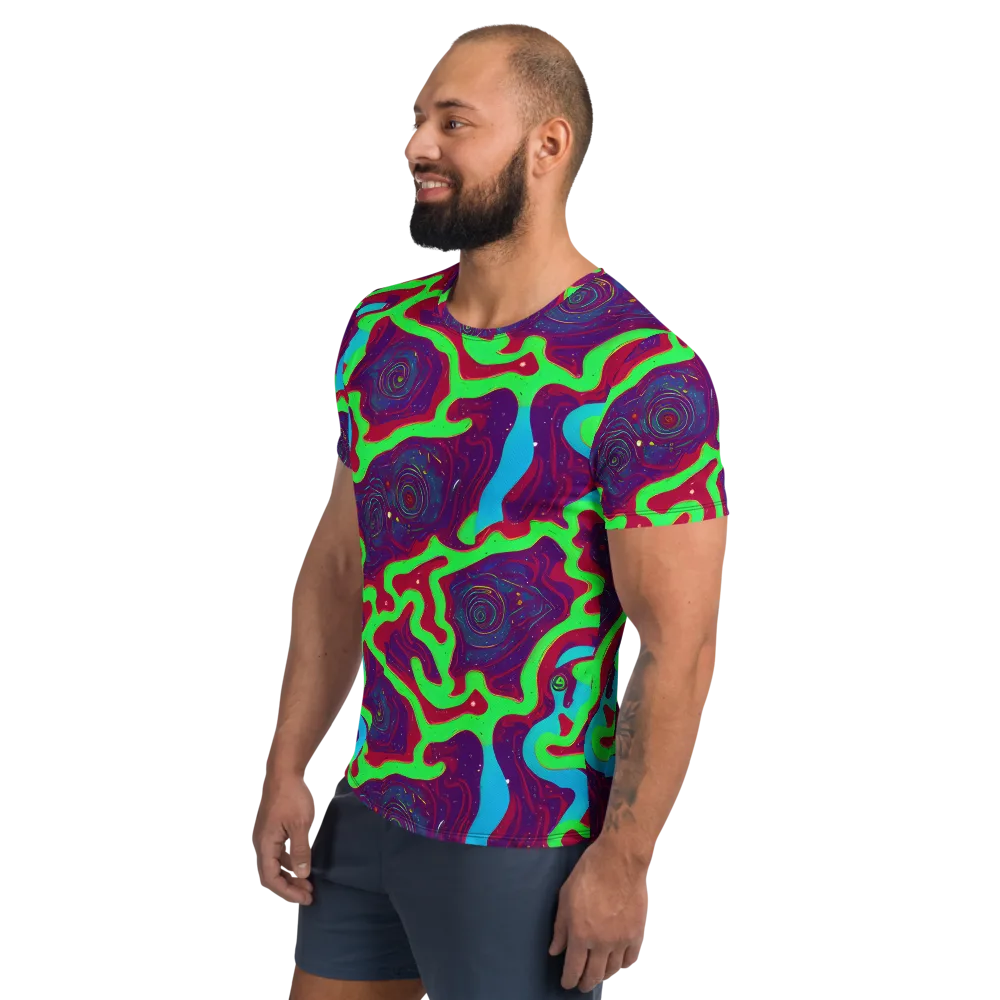 Neon Rose Riot on Men's Athletic T-Shirt — Left