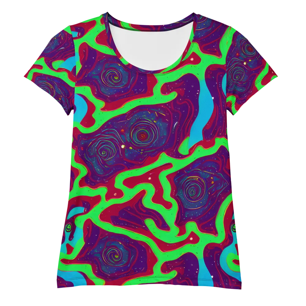 Neon Rose Riot on Women's Athletic T-Shirt — Front
