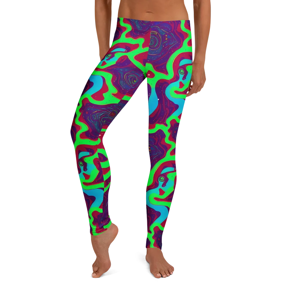 Neon Rose Riot on Leggings — Front