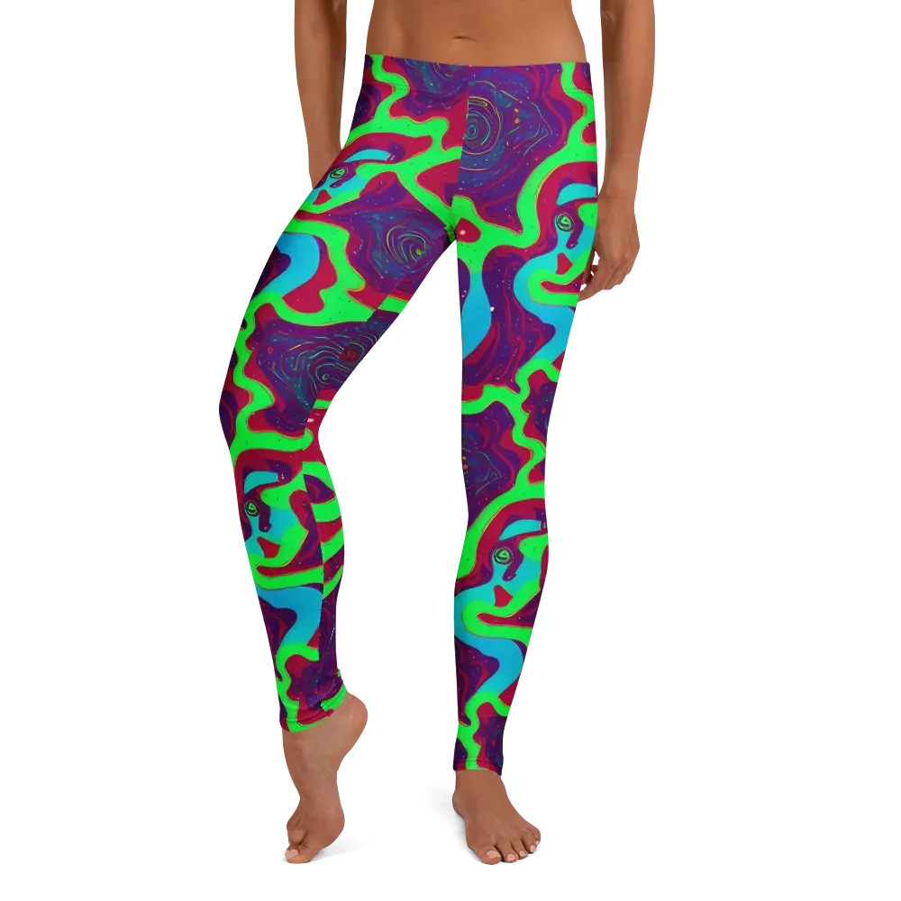 Neon Rose Riot on Leggings — Front
