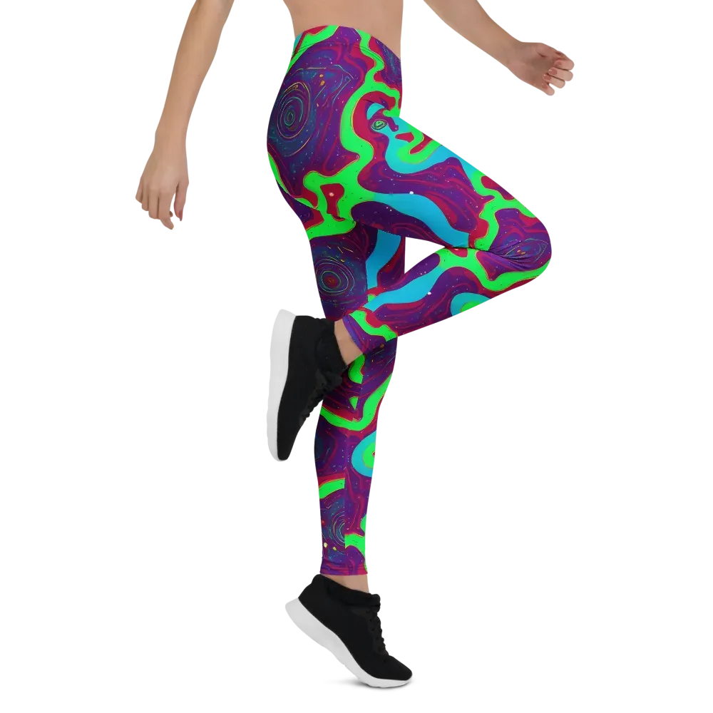 Neon Rose Riot on Leggings — Right