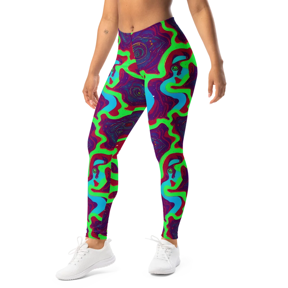 Neon Rose Riot on Leggings — Left Front
