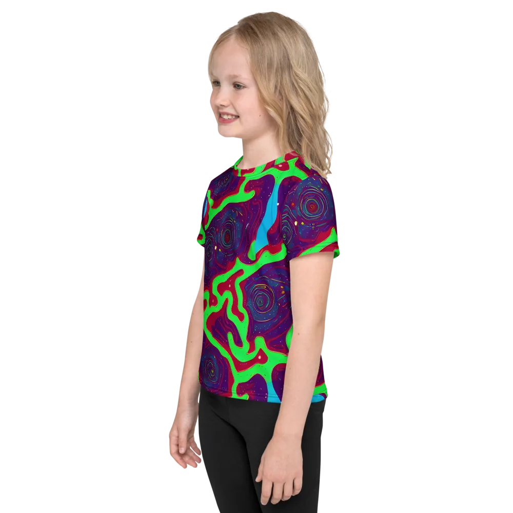 Neon Rose Riot on Kids Crew Neck T-Shirt — Left