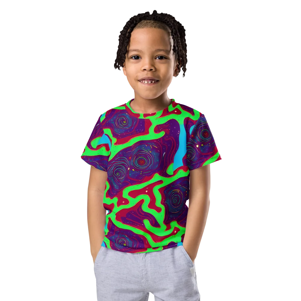 Neon Rose Riot on Kids Crew Neck T-Shirt — Front