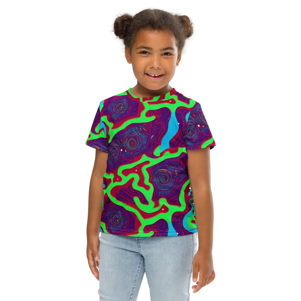 Neon Rose Riot on Kids Crew Neck T-Shirt — Front