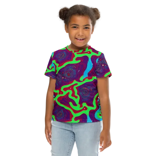 Neon Rose Riot on a Kids Crew Neck T-Shirt