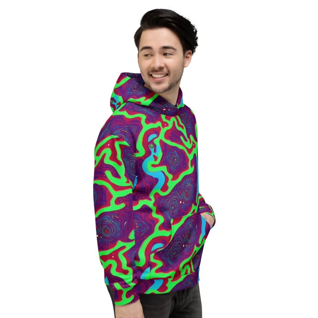 Neon Rose Riot on Hoodie — Right