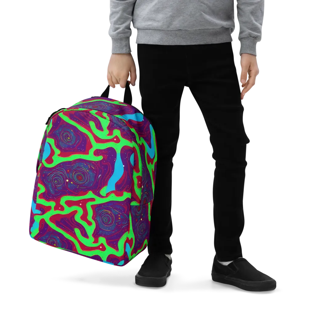 Neon Rose Riot on Minimalist Backpack — Zoomed-in