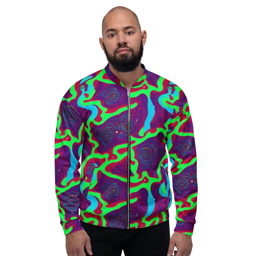 Neon Rose Riot on Bomber Jacket — Front
