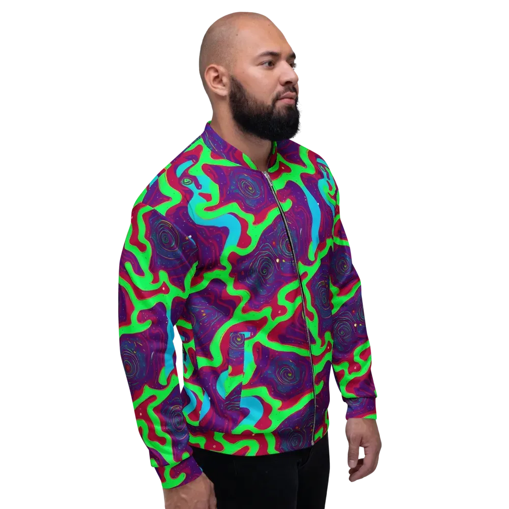 Neon Rose Riot on Bomber Jacket — Right