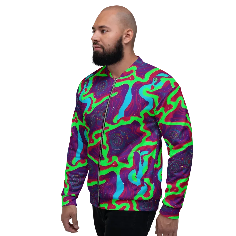 Neon Rose Riot on Bomber Jacket — Left