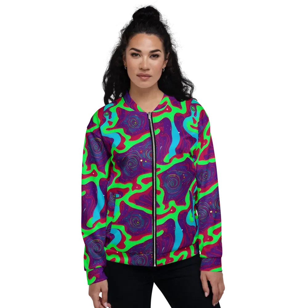 Neon Rose Riot on Bomber Jacket — Front