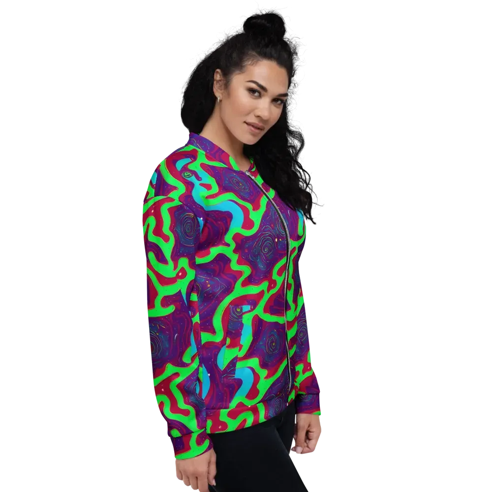 Neon Rose Riot on Bomber Jacket — Right