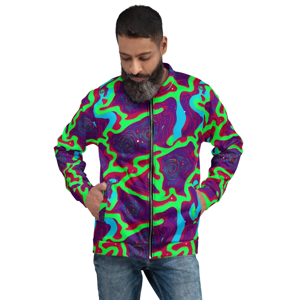 Neon Rose Riot on Bomber Jacket — Front