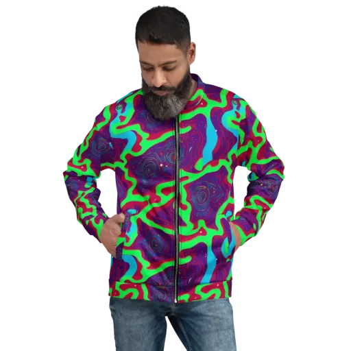 Neon Rose Riot on a Bomber Jacket