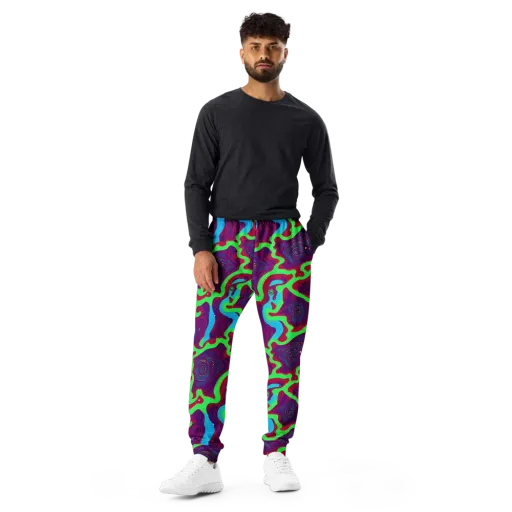 Neon Rose Riot on a Men's Joggers