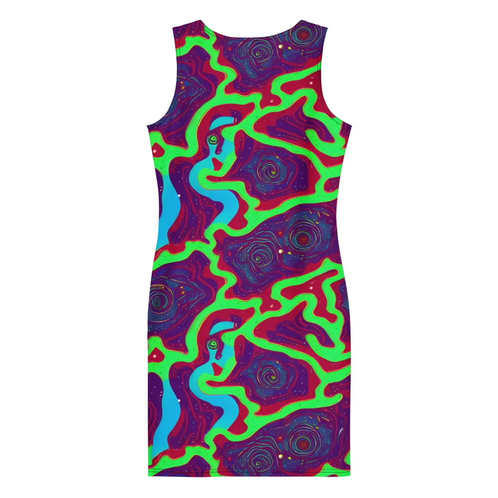 Neon Rose Riot on Bodycon Dress — Back